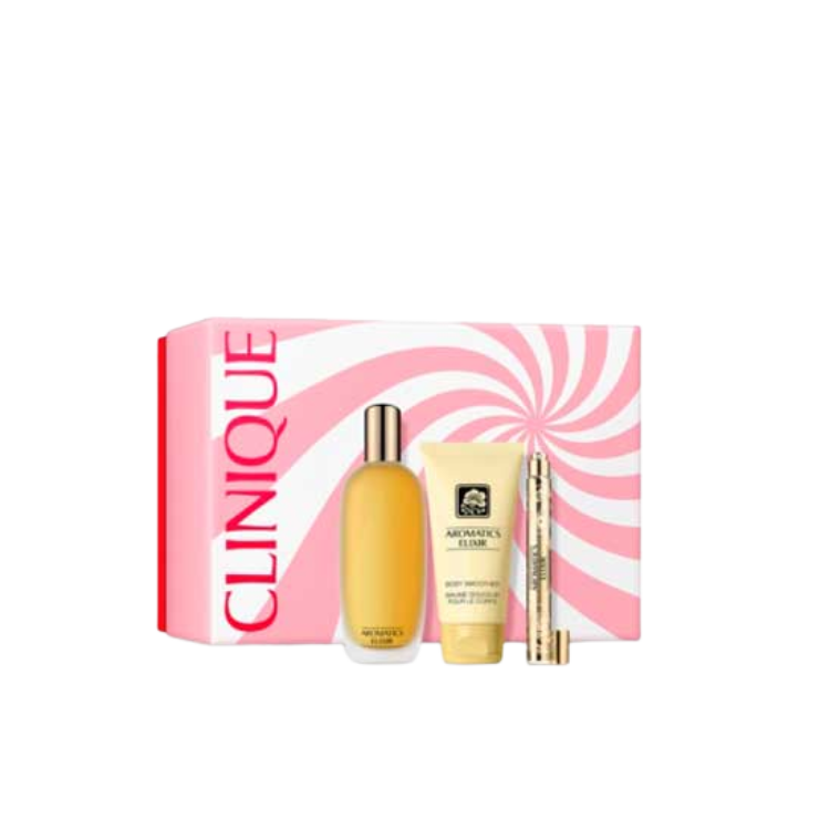 Clinique Aromatic Elixir Riches Set (spray 3.4oz) (spray .34oz) (2.5 oz Lotion)